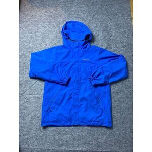 Marmot Jacket Youth Large Blue Hooded Windbreaker Coat Sweater Boys